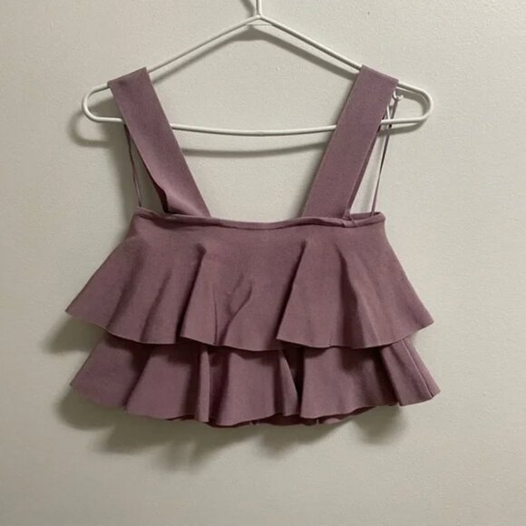 Zara Ruffle Knit Layered Crop Top S - Picture 3 of 5